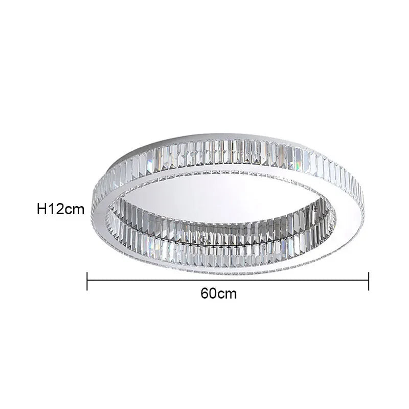 DecorBites™ Crystal Circle Chandelier: Modern Nordic LED Ceiling Lamp for Living Room, Bedroom, Study