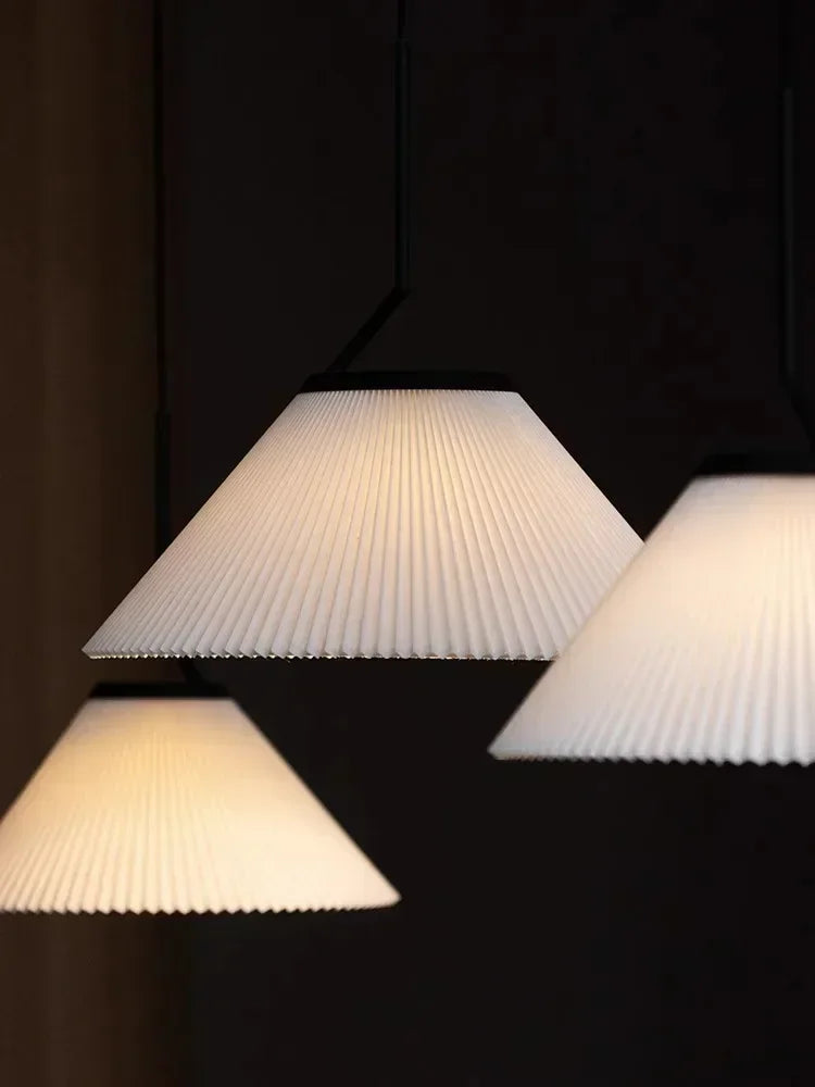 DecorBites™ Cream LED Pendant Light Nordic Pleated Chandelier for Home Decoration