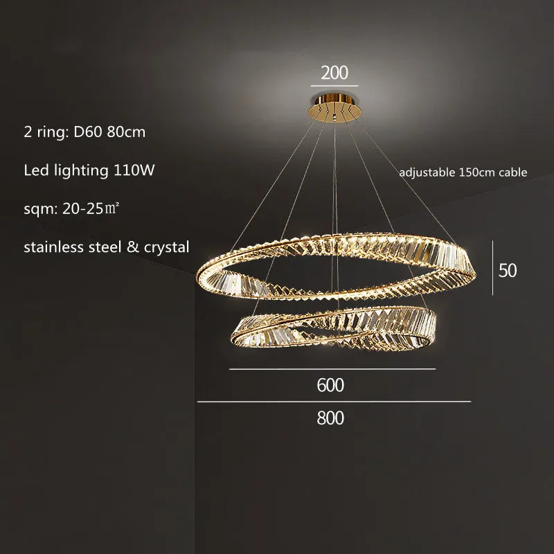 DecorBites™ Irregular Gold Steel LED Pendant Light with Dimmable K9 Crystals