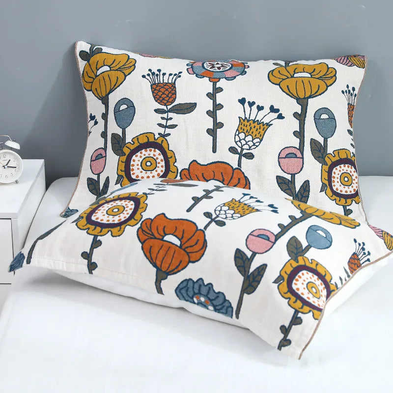 DecorBites™ منشفة وسادة بحواف من الدانتيل - جاكار مصبوغ بخيوط على الوجهين - 52*75 سم - شاش قطني بخمس طبقات