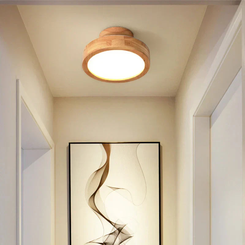 DecorBites™ Circular Wood Ceiling Lamp LED Lighting for Living Room, Bedroom, Hallway, and Bathroom