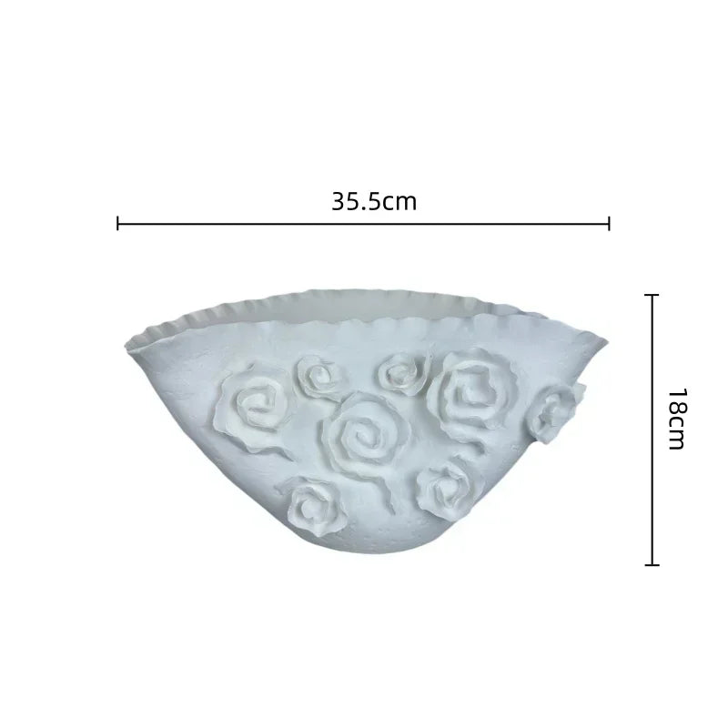 DecorBites™ Embossed Rose Ceramic Flower Vase Handmade Porcelain Craft Home Decor