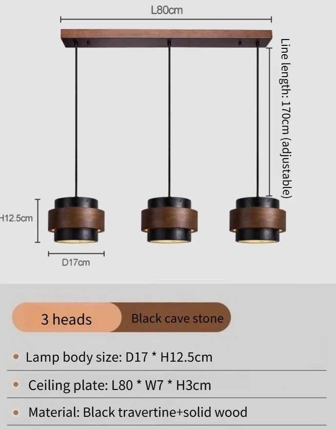 Japanese Wabi Sabi Stone Pendant Light in White or Gray
