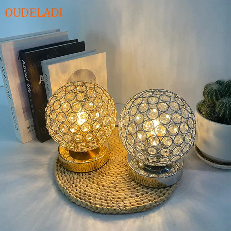 DecorBites™ Crystal Table Lamp: Modern Desktop E27 LED Desk Lamp for Parlor, Bed Room, Bedside Cabinet