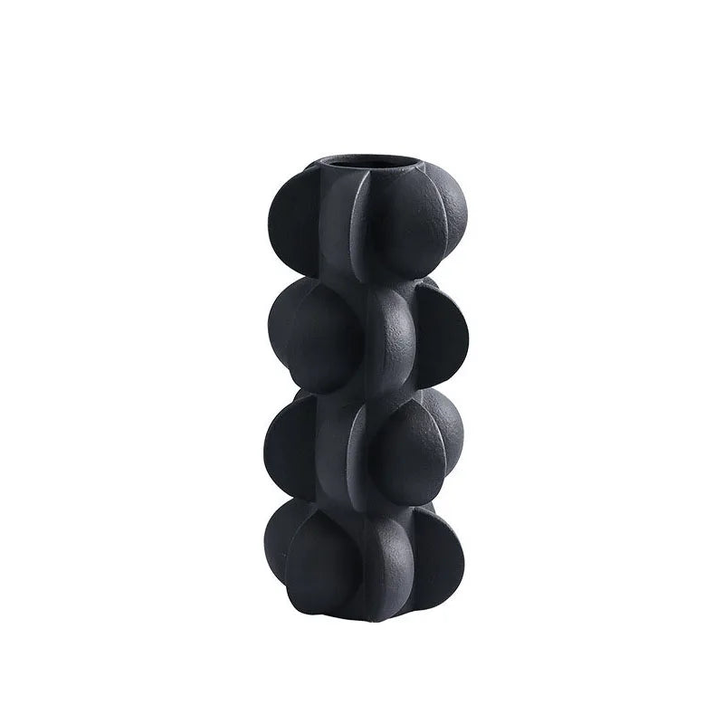 DecorBites™ Geometric Spiral Resin Vase - Black and White Flower Vase for Home Decor