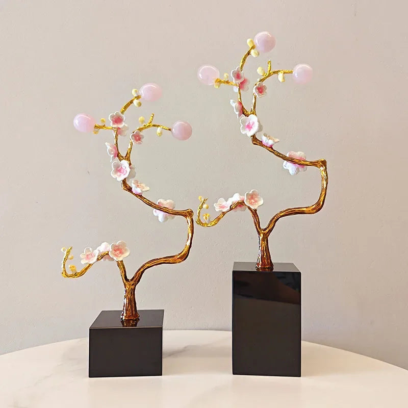 DecorBites™ Golden Tree Crystal Ball Statue Metal Decor Figurine