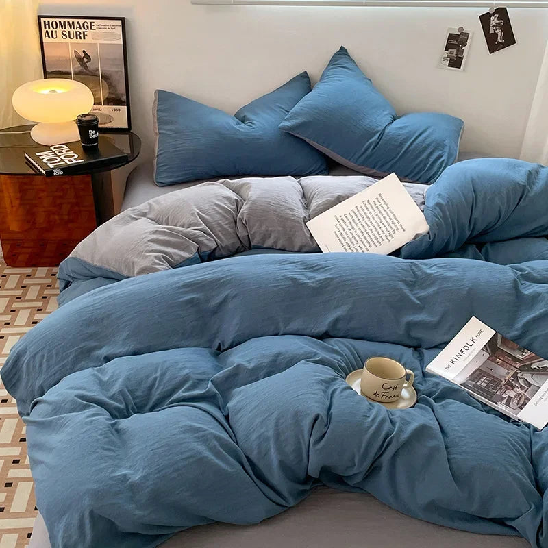 DecorBites™ Cotton Bedding Set: Soft Duvet Sheets, Pillowcases, Comforter Set - All Seasons Comfort