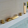 DecorBites™ Golden Widespread Brass Bathtub Faucet with Handheld Shower