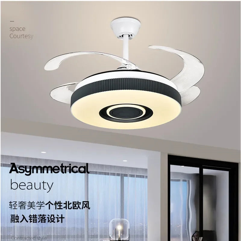 مروحة سقف ثريا من DecorBites™ قابلة للسحب مع جهاز تحكم عن بعد وإضاءة LED غير مرئية