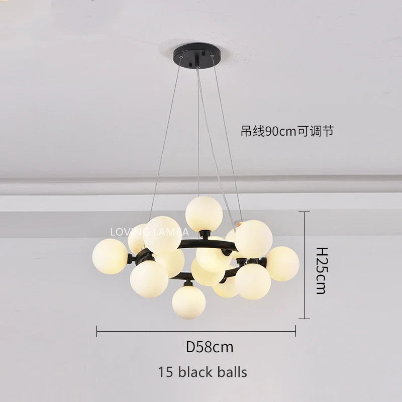 DecorBites™ Glass Ball LED Chandelier Pendant Lamp, Modern Round Design for Home Decor Lighting