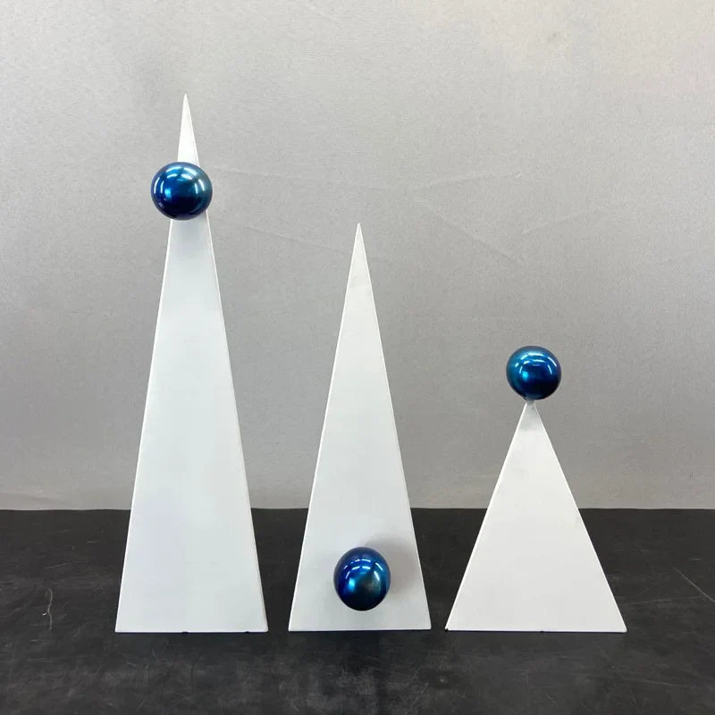 DécorBites™ Ornement Triangle Géométrique Boule Bleue : Figurine Décorative Abstraite