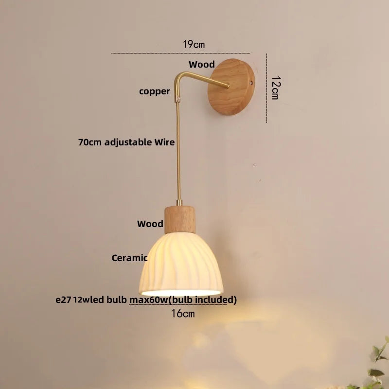 DecorBites™ Adjustable LED Wall Light Fixture with Ceramic Wood Base for Home Decor