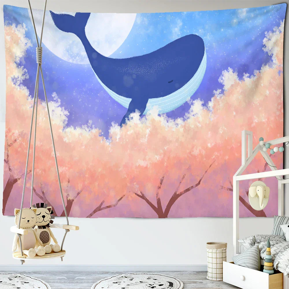 DecorBites™ Dream Whale Tapestry Wall Hanging for Kids Room and Home Decor