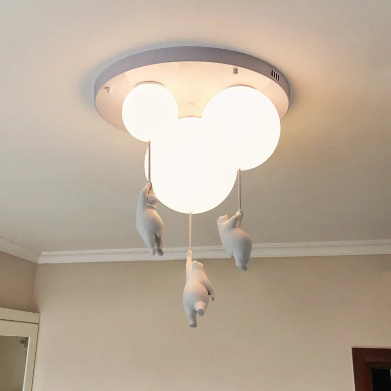 نجفة سقف LED بتصميم دب للأطفال من ديكور بايتس™، مصباح معلق لطيف لغرفة نوم الأولاد والبنات