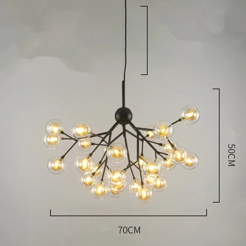 DecorBites™ Heracleum Firefly Glass Round Ball Chandelier - Luxury Staircase Dining Room Lighting