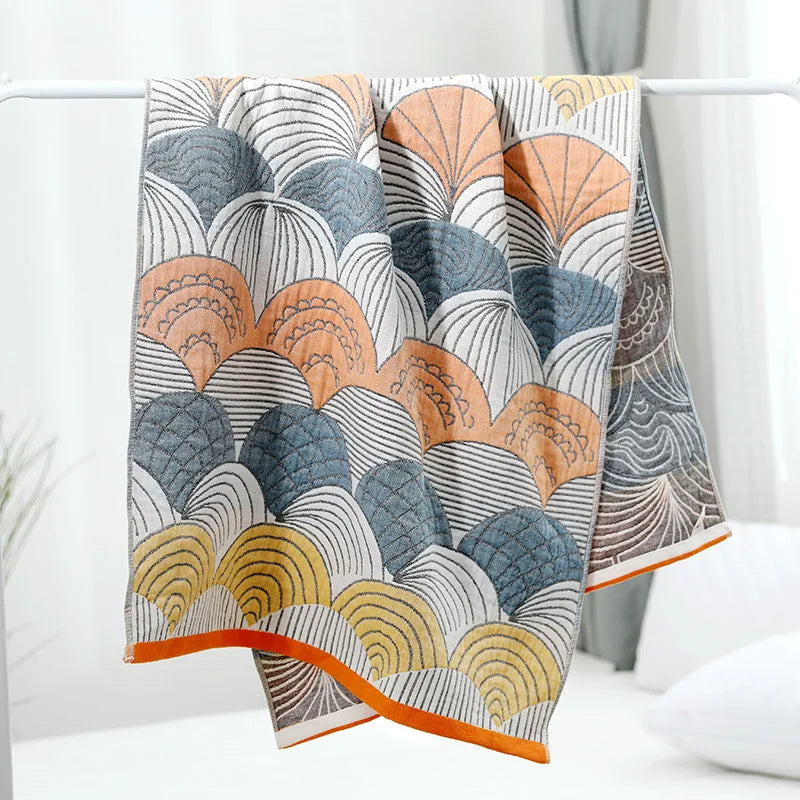 DecorBites™ Cotton Gauze Bath Towel Set - High Quality, Unisex, Adults, 70*140 & 35*75