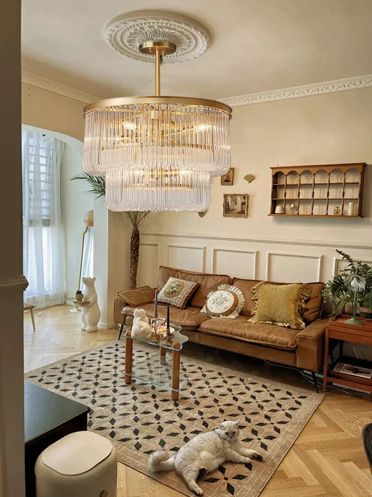 DecorBites™ Glass Bar Chandelier Minimalist Designer Hanglamp for Living Room Luxe Lighting
