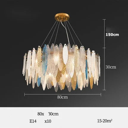 ثريا زجاجية ذهبية بإضاءة ليد من DecorBites™ لغرفة الطعام والمعيشة وغرفة النوم_الكلمة الرئيسية: مصابيح متدلية