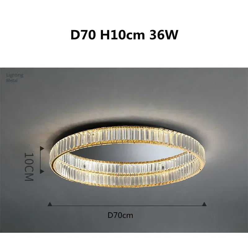 DecorBites™ Gold Steel LED Dimmable Ceiling Lights Luxury Crystal Fixture
