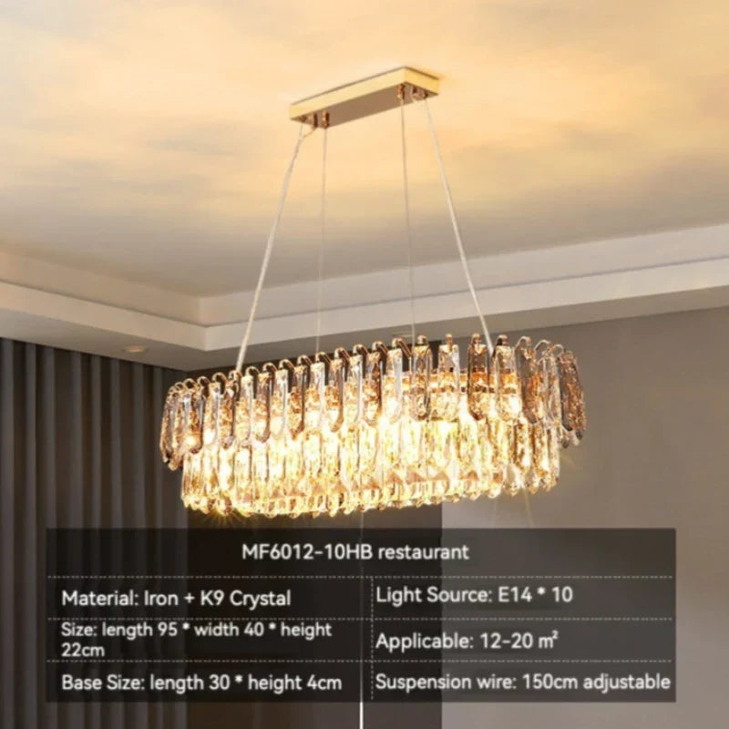 DecorBites™ ثريا كريستال ذهبية: إضاءة فاخرة لغرفة الطعام والمعيشة وغرفة النوم وجزيرة المطبخ