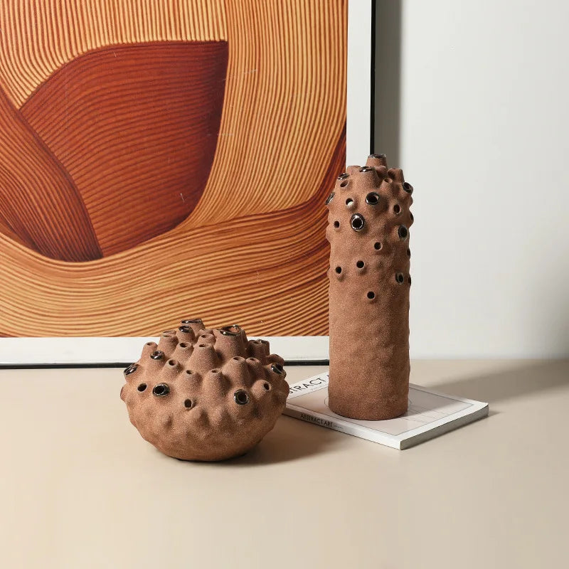 DecorBites™ Coral Ball Ceramic Ornaments: Coarse Pottery Artworks for Stylish Home Décor