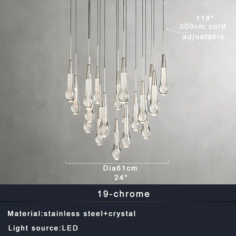 DecorBites™ Crystal Water-drop Ceiling Chandelier, Elegant Dining Room Décor.
