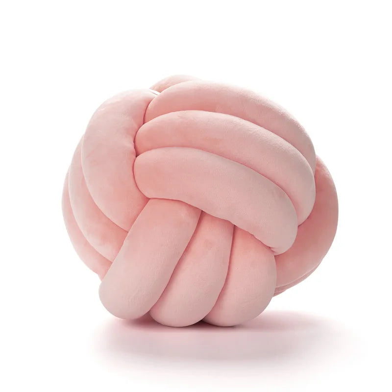 DecorBites™ Handmade Knotted Ball Round Plush Pillow for Home Decoration
