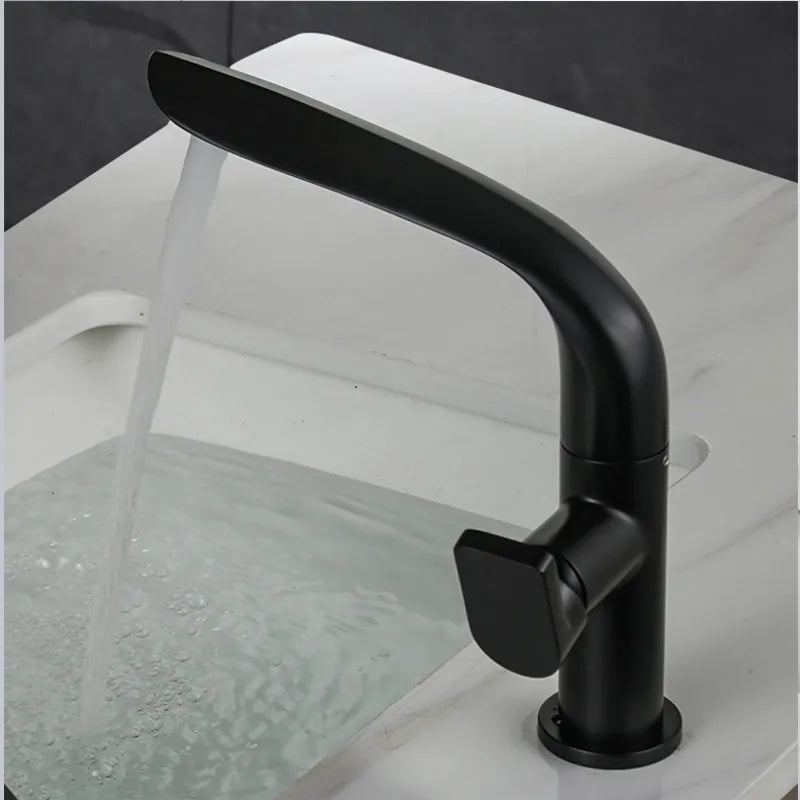 DecorBites™ Brushed Gold Basin Faucet - Brass Single Handle Bathroom Mixer Tap