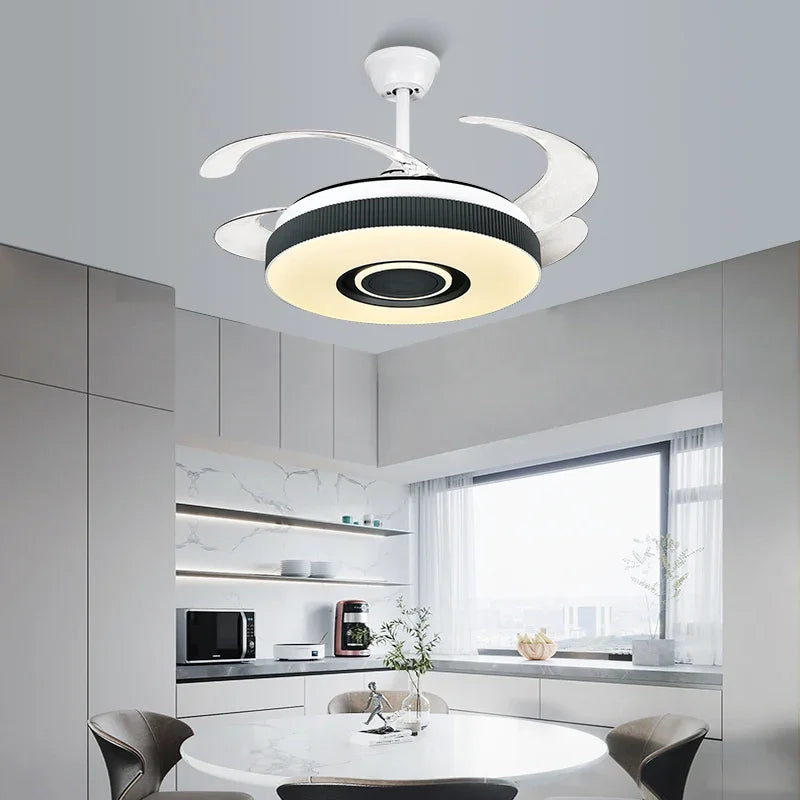 مروحة سقف ثريا من DecorBites™ قابلة للسحب مع جهاز تحكم عن بعد وإضاءة LED غير مرئية