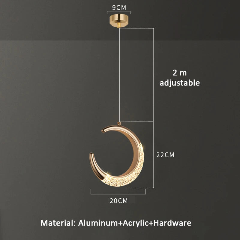 Modern Ring Pendant Light in Acrylic and Plated Metal