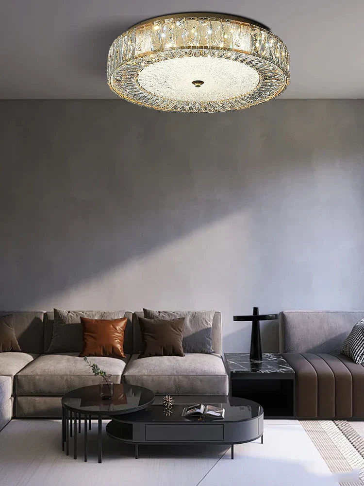 وحدة إضاءة سقف LED زجاجية ذهبية DecorBites™ من الفولاذ المقاوم للصدأ