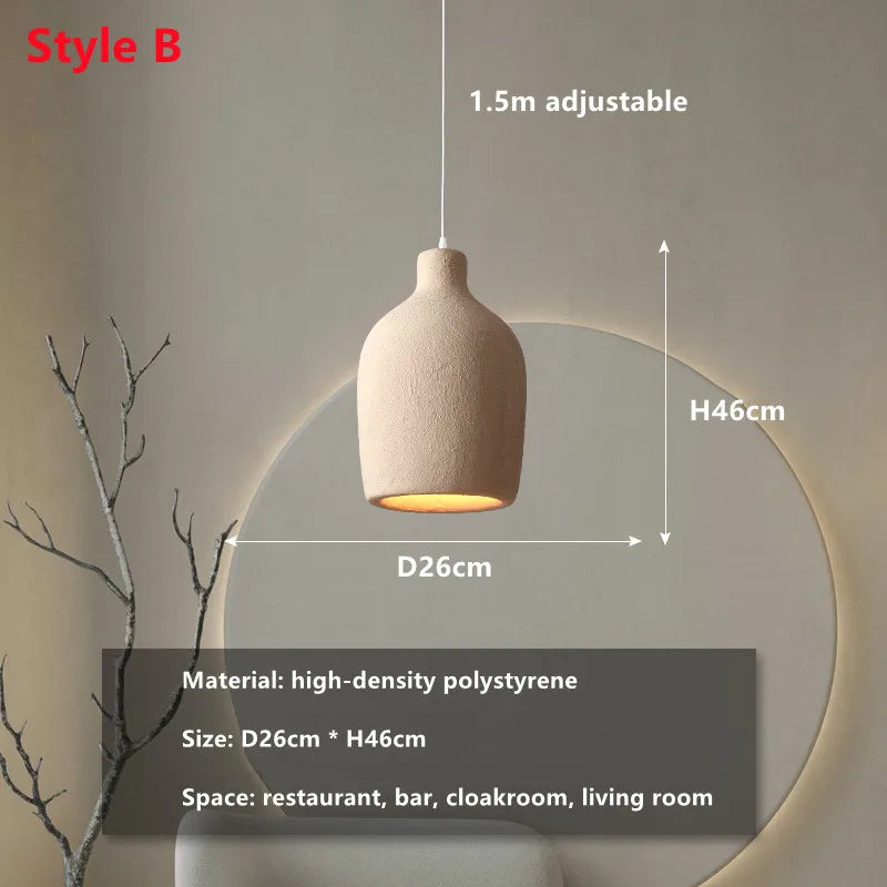 DecorBites™ LED Chandelier: Minimalist Cement Hanging Light for Bedroom and Living Room
