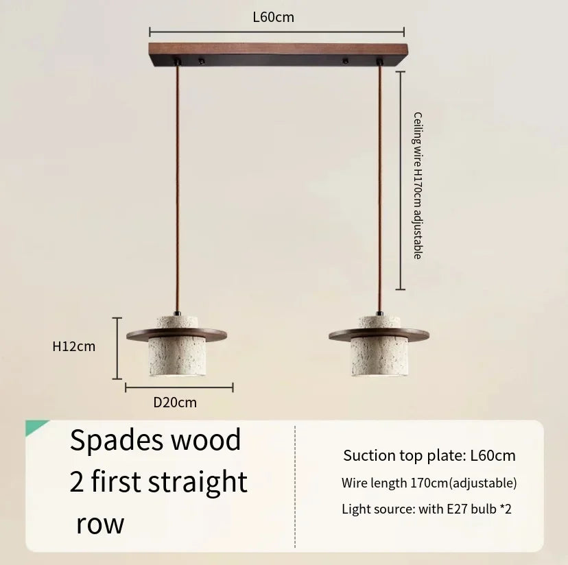 Modern Travertine Stone Pendant Light With Walnut Accent