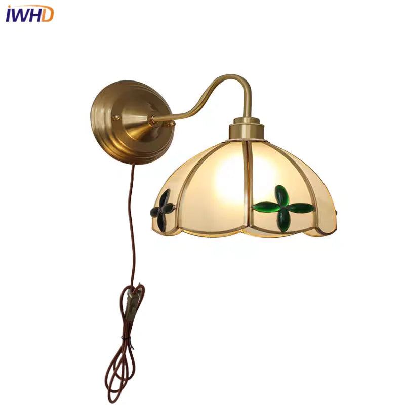 DecorBites™ Glass Brass Wall Sconce LED Light Fixture for Dining Living Room Bathroom Mirror