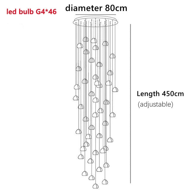 DecorBites™ Crystal Ball Chandelier: Long Adjustable Staircase Pendant Light perfect for Home & Restaurant