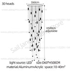 Modern Staircase Pendant Chandelier in Black or Gold