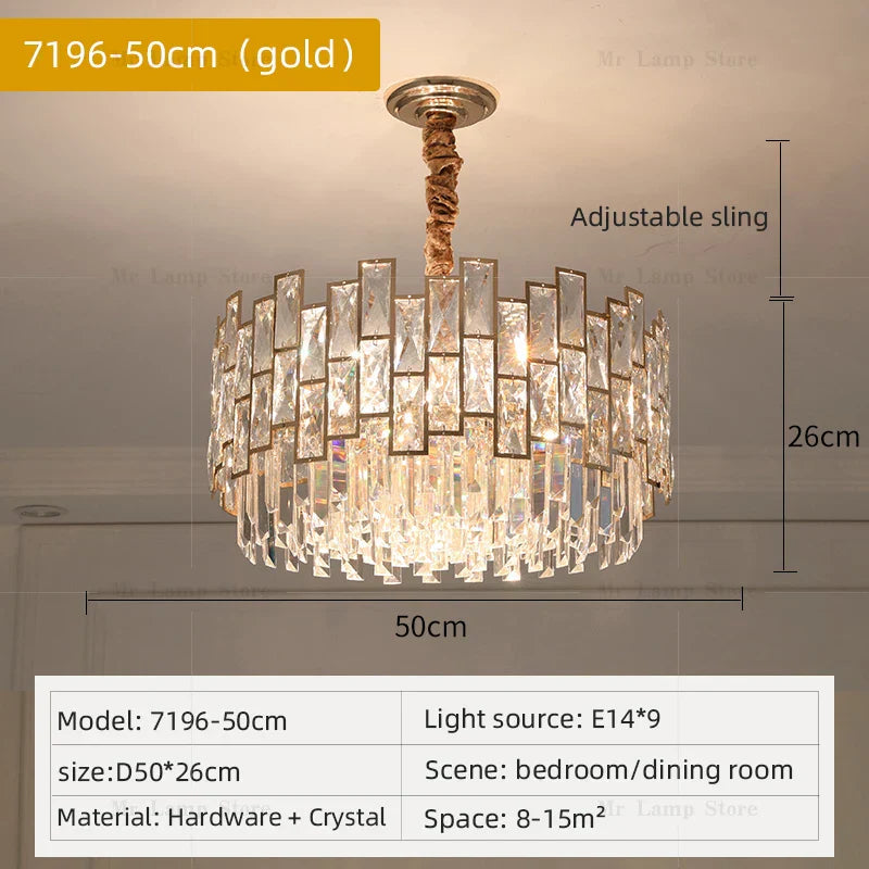 DecorBites™ Crystal Chandelier: Postmodern Light Luxury for Living Room, Bedroom, Kitchen.