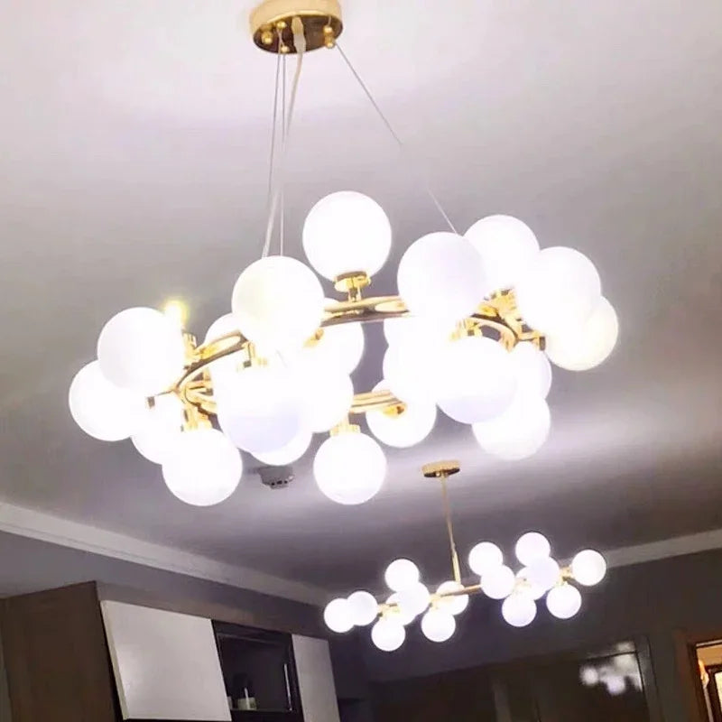 DecorBites™ Glass Ball LED Chandelier Pendant Lamp, Modern Round Design for Home Decor Lighting