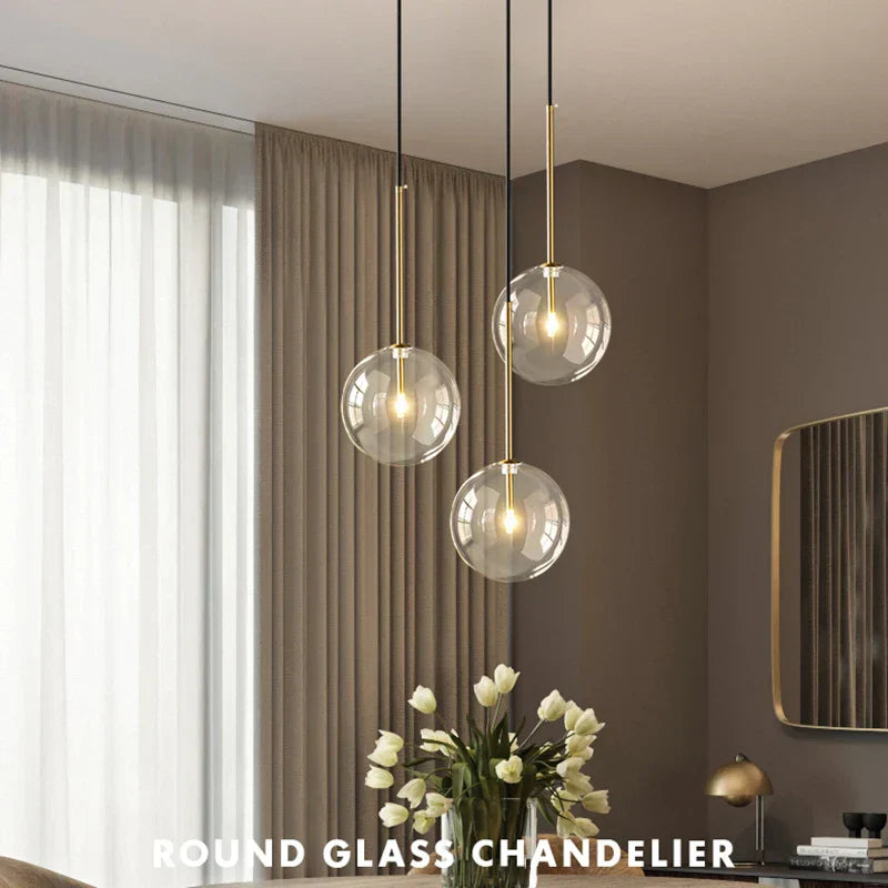 DecorBites™ Glass Ball LED Pendant Lamp, Modern Nordic Living Room Decor Lighting