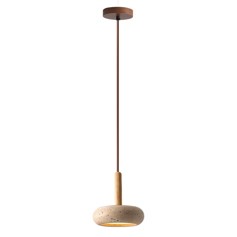 Modern Yellow Travertine Stone Pendant Light