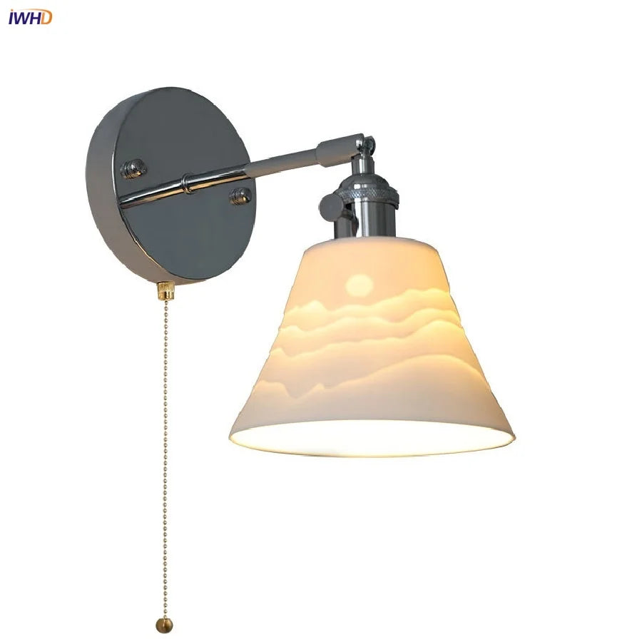 DecorBites™ Iron Ceramic LED Wall Lights | Nordic Modern Pull Chain Switch Sconce Wandlamp