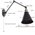 مصباح حائط DecorBites™ LED بذراع طويل مع مفتاح سحب لسلسلة للمنزل والفندق والحمام