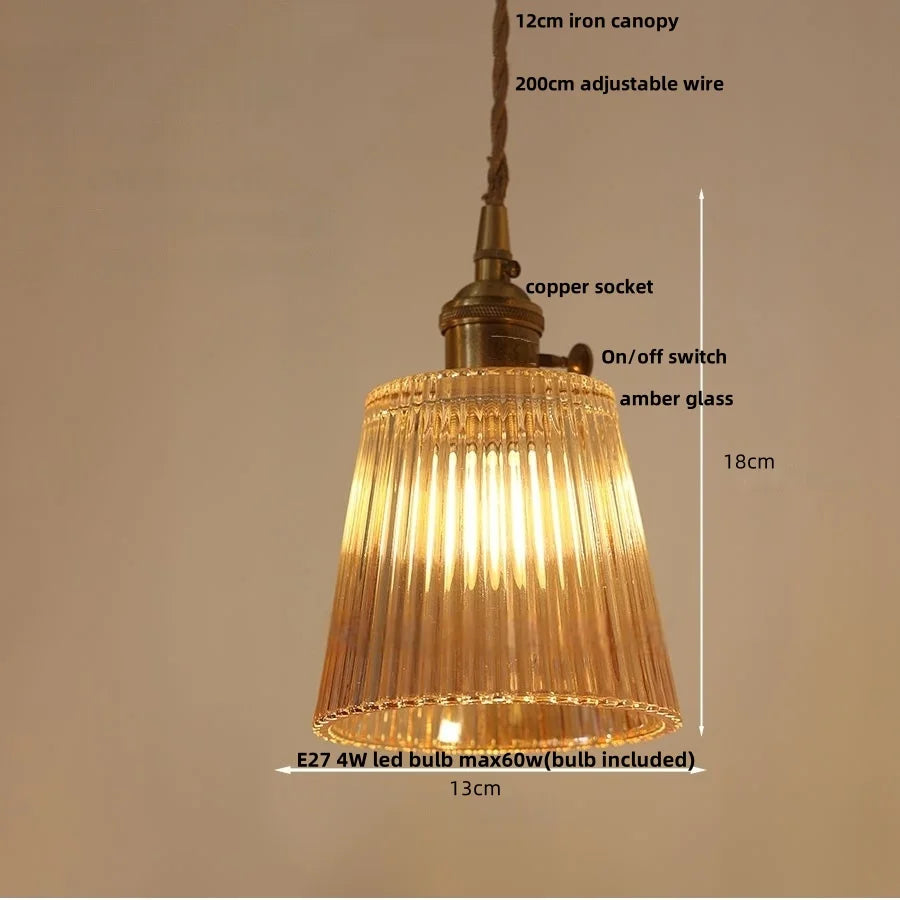 DecorBites™ Amber Flower Glass Pendant Lamp, Modern Nordic LED Hanging Light for Kitchen Living Room