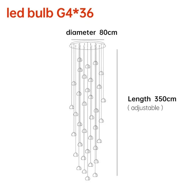 DecorBites™ Crystal Ball Chandelier: Long Adjustable Staircase Pendant Light perfect for Home & Restaurant