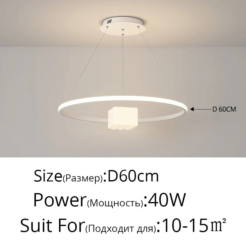 ثريا LED من DecorBites™: إضاءة معلقة عصرية بيضاء لغرفة المعيشة والمطبخ، مصابيح ديكور داخلية