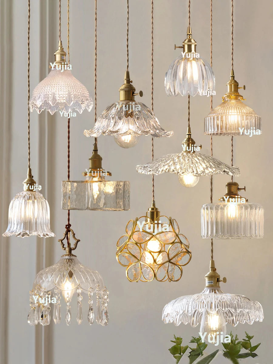 Vintage Green Glass Pendant Light With Brass Details