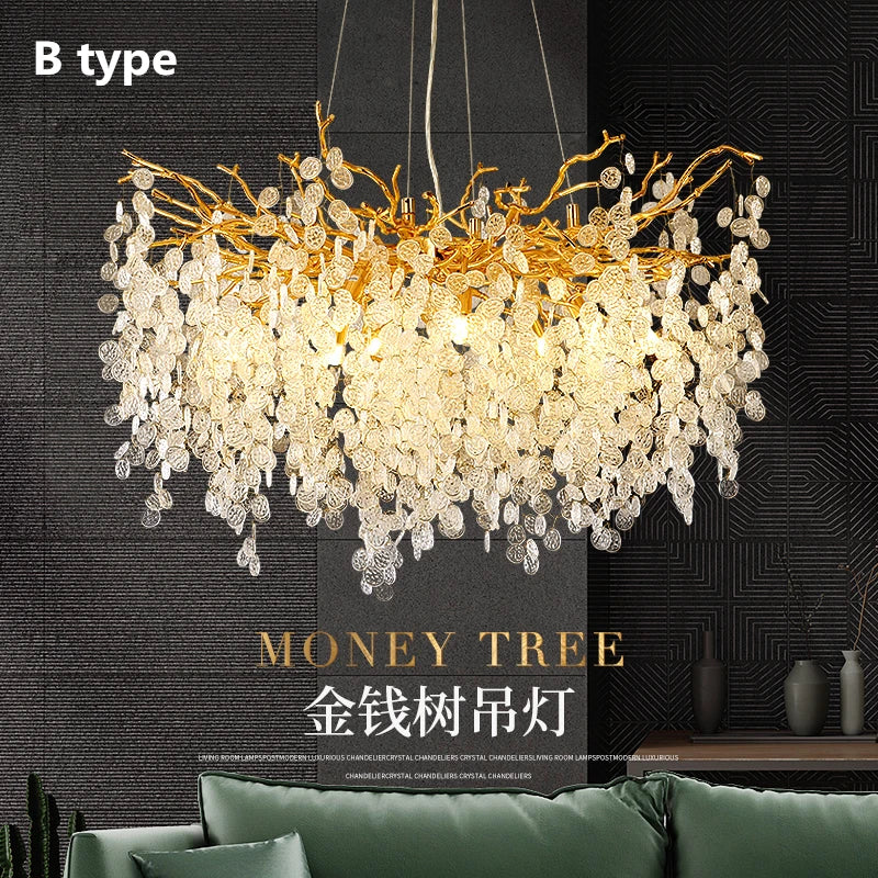 DecorBites™ Crystal LED Chandelier: Luxury Pendant Lamp for Home Decor