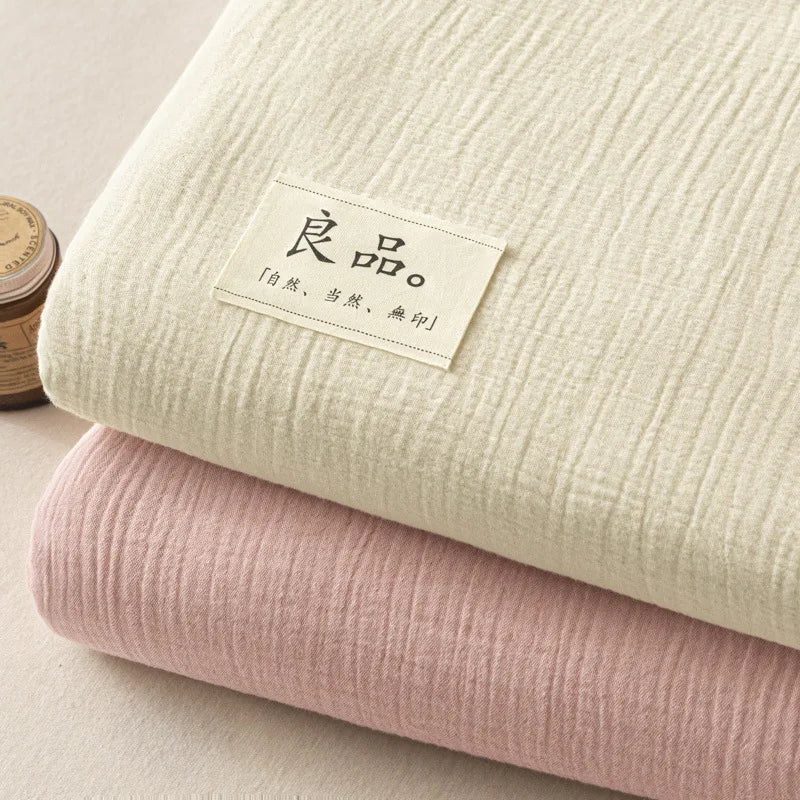 DecorBites™ Cotton Fitted Sheet: Wrinkled Yarn, Nordic Comfort, All Seasons Bed Cover