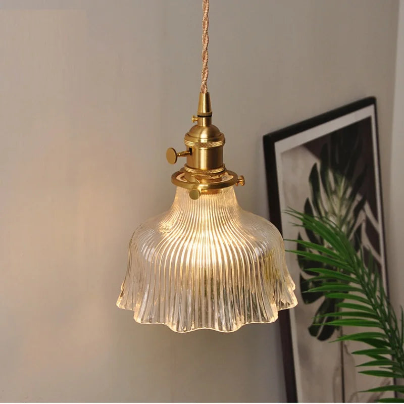 DecorBites™ Clear Glass LED Pendant Lights with Copper Knob Switch for Dining Room