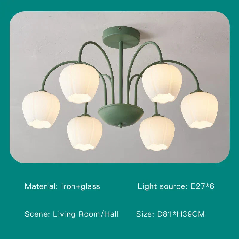 DecorBites™ 2024 Modern Green White Chandelier Ceiling Hanging Lamp for Living Room Dining Bedroom